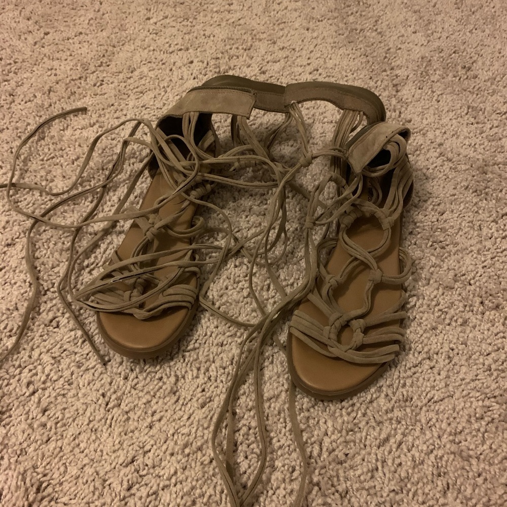 suede lace up sandals